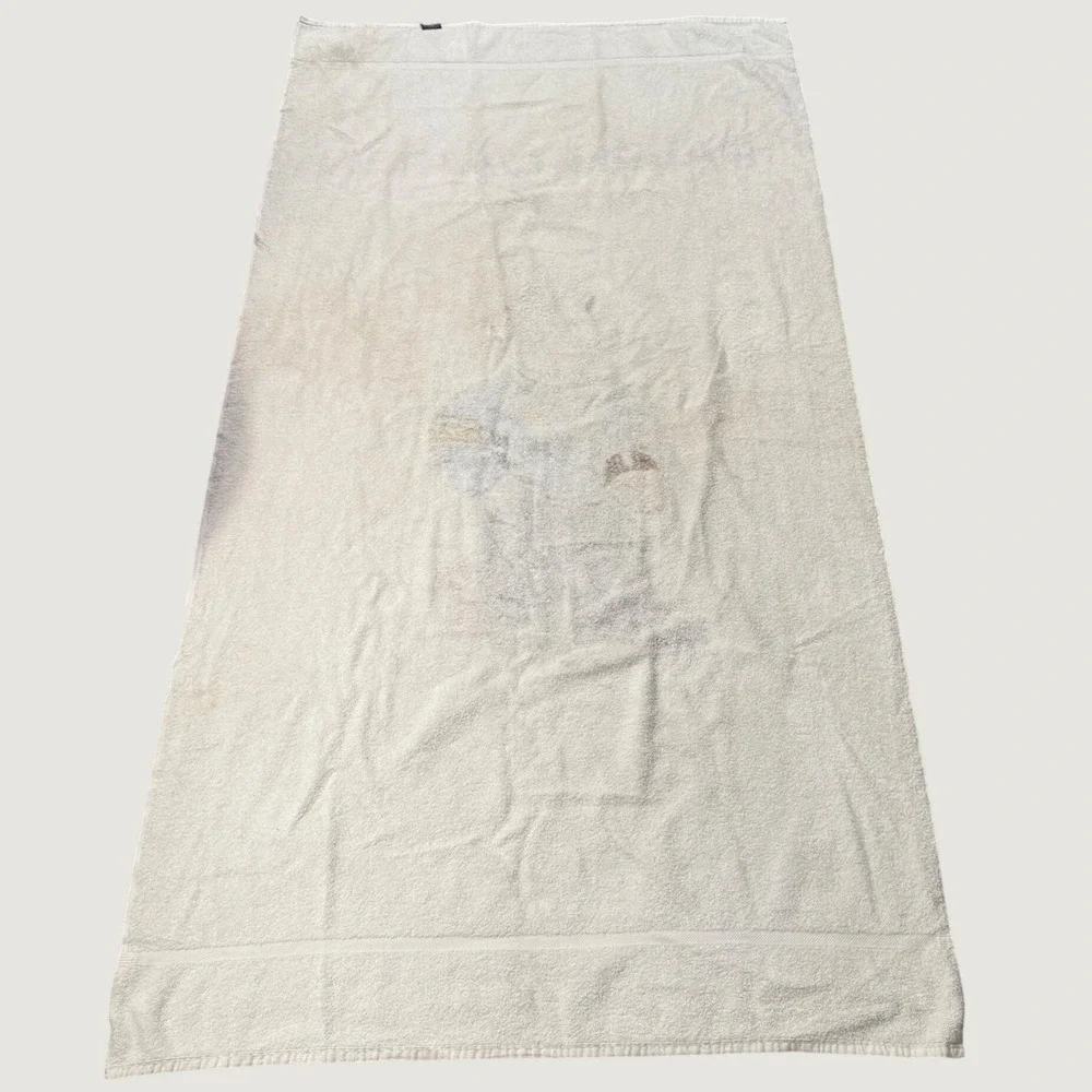 Vintage Ralph Lauren Sport Polo Bear Beach Towel Football 67 White Cotton USA